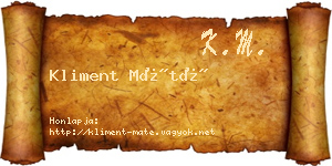 Kliment Máté névjegykártya
